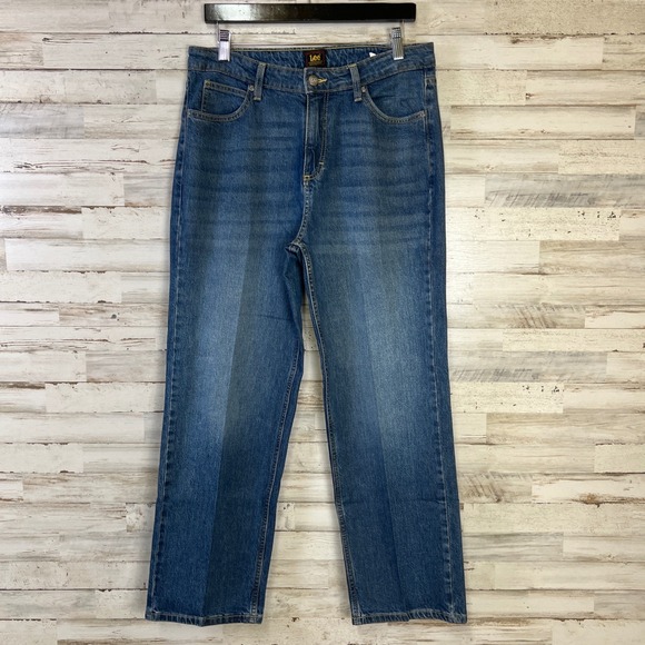 Lee Denim - Lee Jeans Women 10 Short Blue Denim Straight High Rise Medium Wash J112370315